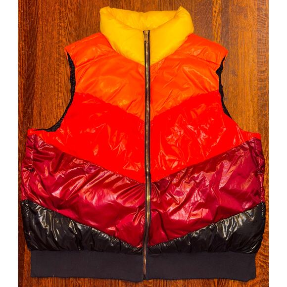 Love & Sports Retro Stripe Color Blocked Puffer Vest, Women's Size 3XL/22 - Picture 1 of 4